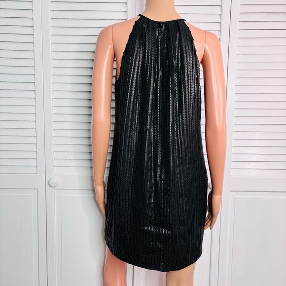 JAY GODFREY Black Faux Leather Scale Pattern Dress Size 4