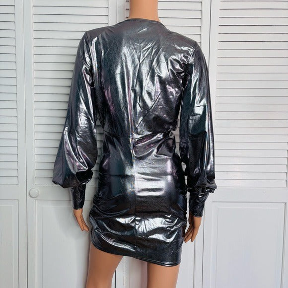 *New* BUDDY LOVE Cyrus Metallic Steel Mini Dress Size Small