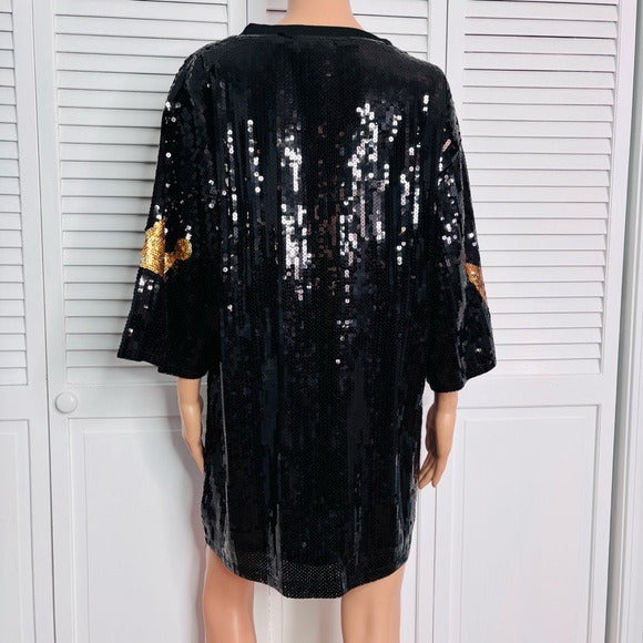 *New* BE BLESSED Black Sequins Birthday Queen Dress One Size