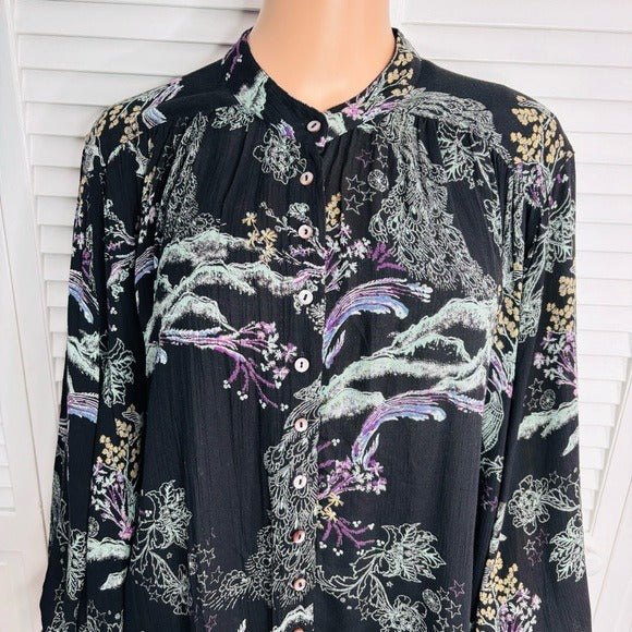 FREE PEOPLE Metallic Bloom Button Down Top Size XS
