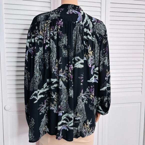 FREE PEOPLE Metallic Bloom Button Down Top Size XS