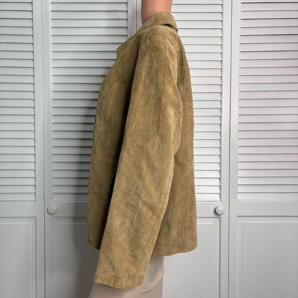 RELATIVITY Beige Lined Suede Vintage Leather Jacket Size Large