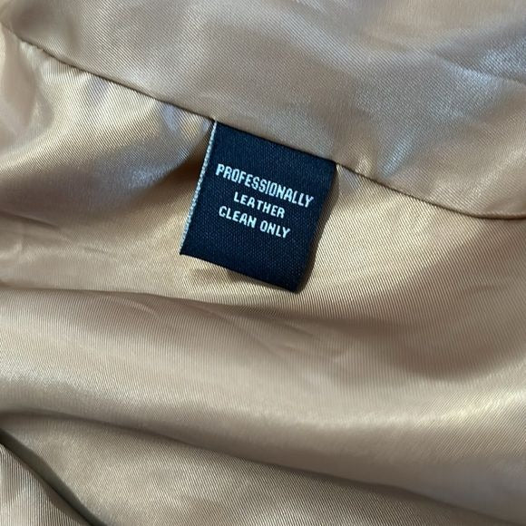 RELATIVITY Beige Lined Suede Vintage Leather Jacket Size Large