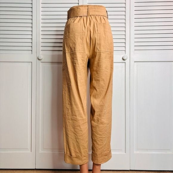 VINCE Natural Linen Blend Cropped Pants Size Medium