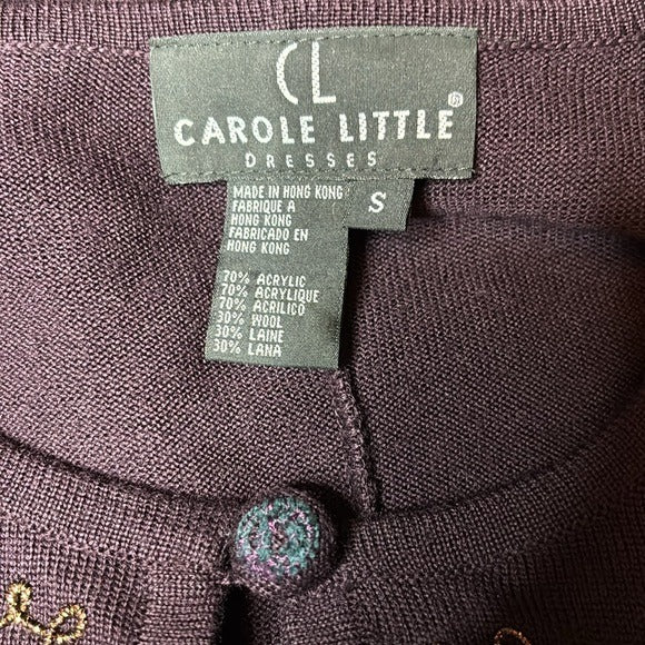 CL Carole Little Embroidered Long Sleeve Knit Dress Size Small