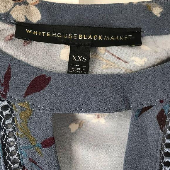 WHITE HOUSE BLACK MARKET Floral Ruffle Blouse Size XXS