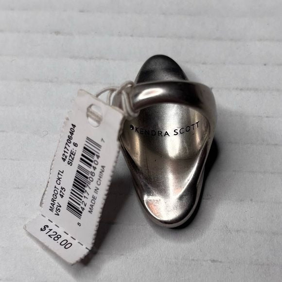 *New* KENDRA SCOTT Margot Silver Stone & Glass Cocktail Ring Size 6