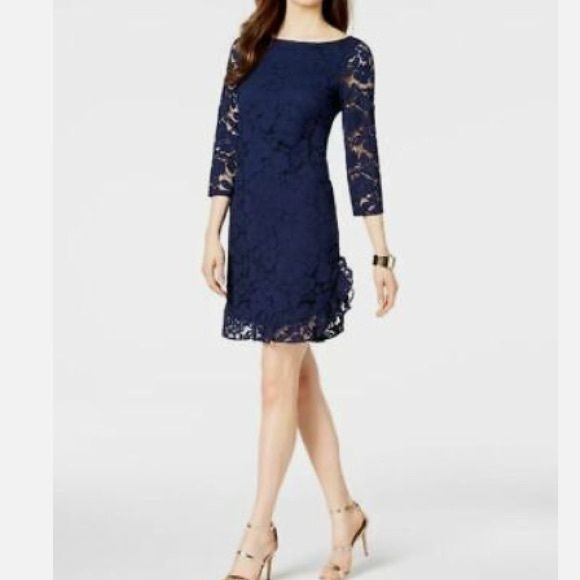 *New* VINCE CAMUTO Navy Ruffled Lace Dress Size 2