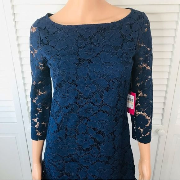 *New* VINCE CAMUTO Navy Ruffled Lace Dress Size 2