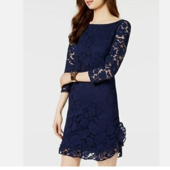 *New* VINCE CAMUTO Navy Ruffled Lace Dress Size 2