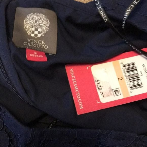 *New* VINCE CAMUTO Navy Ruffled Lace Dress Size 2