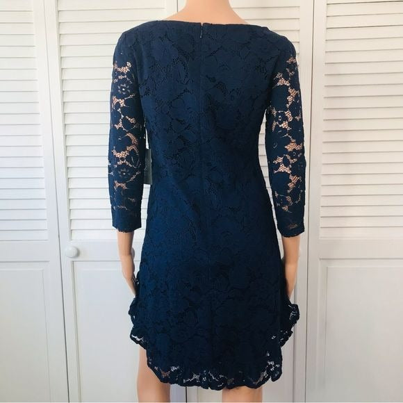*New* VINCE CAMUTO Navy Ruffled Lace Dress Size 2