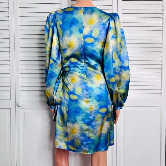 *New* BELLE by Badgley Mischka Lola Satin Jacquard Wrap Dress Size 4