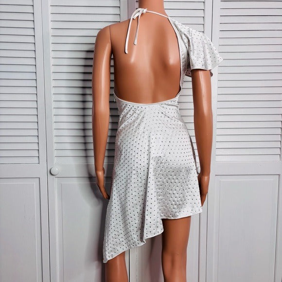 *New* WEWOREWHAT Crystal Asymmetrical Dress in White Size 0