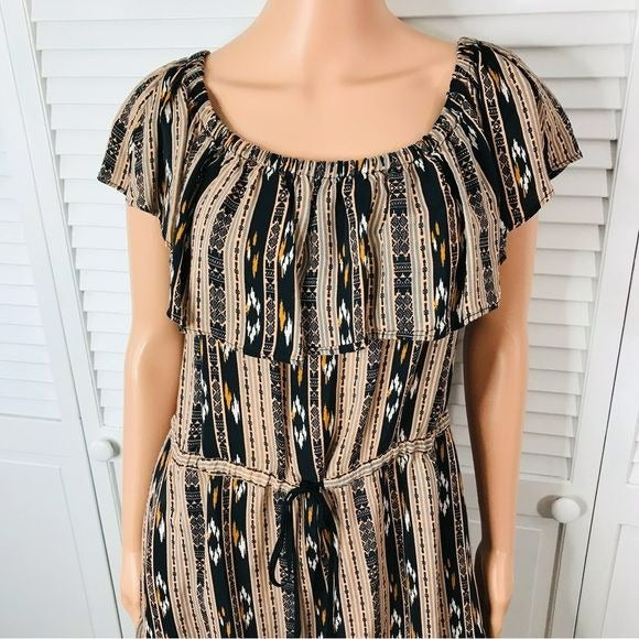 DV DOLCE VITA Lucero Peasant Aztec Print Off The Shoulder Dress Size M