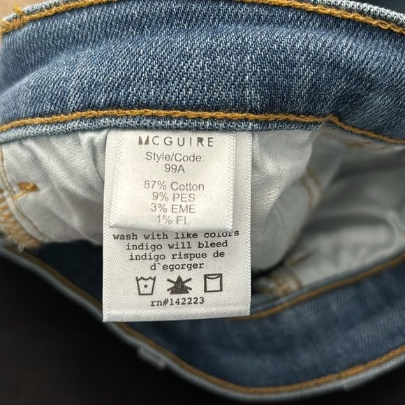 MCGUIRE Raw Hem Light Blue Jeans Size 28