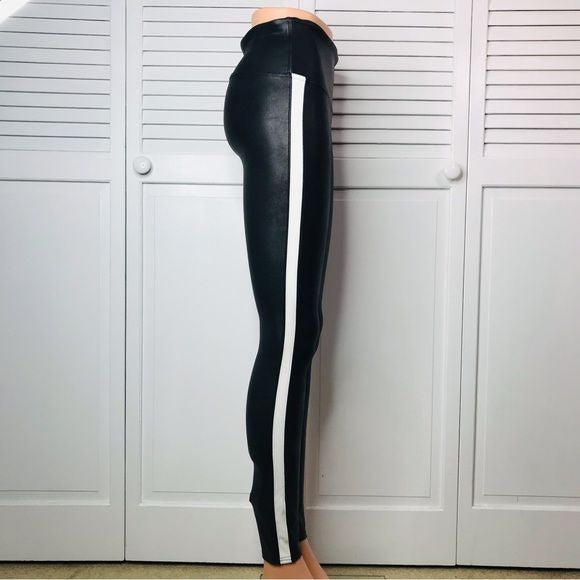 SPANX Black Faux Leather Leggings Size Medium