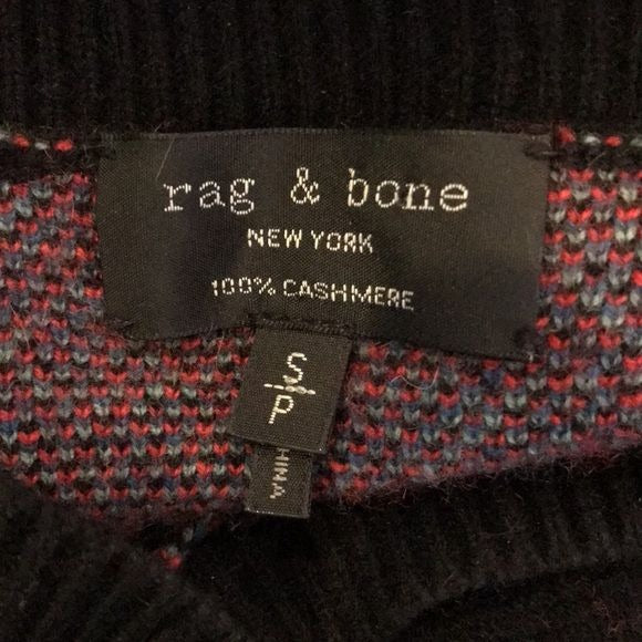 RAG & BONE Black Cashmere Snake Embroidered Sweater Size S