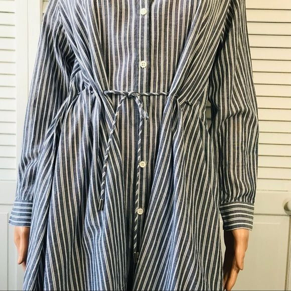 FRENCH CONNECTION Blue White Striped Button Down Shirt Dress Size 0
