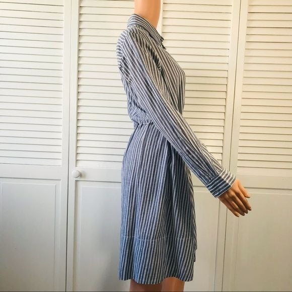 FRENCH CONNECTION Blue White Striped Button Down Shirt Dress Size 0