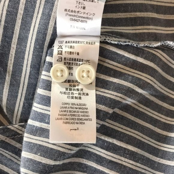 FRENCH CONNECTION Blue White Striped Button Down Shirt Dress Size 0