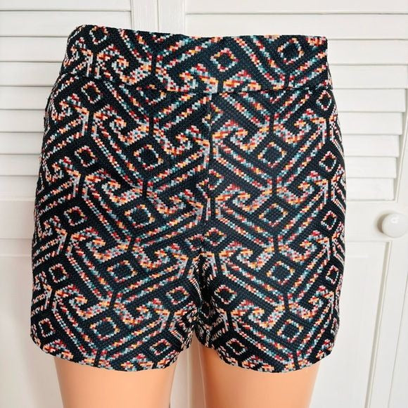 TRINA TURK Multi Navy Jacquard Corbin Shorts Size 8