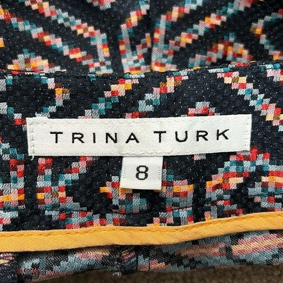 TRINA TURK Multi Navy Jacquard Corbin Shorts Size 8