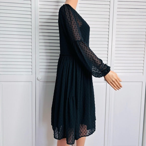 *New* MATILDA JANE Charlie Swiss Dot Black Overlay Sheer Dress Size Medium