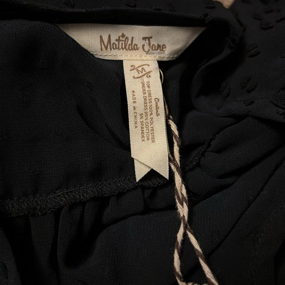 *New* MATILDA JANE Charlie Swiss Dot Black Overlay Sheer Dress Size Medium