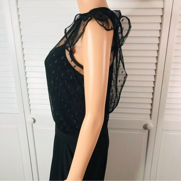 JULIA JORDAN Black Illusion Neck Wide Leg Jumpsuit Size 6