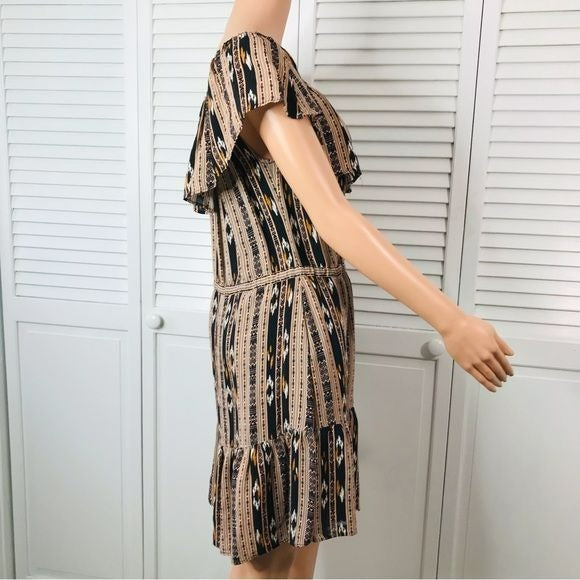 DV DOLCE VITA Lucero Peasant Aztec Print Off The Shoulder Dress Size M