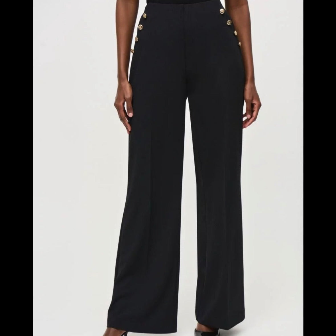 JOSEPH RIBKOFF Navy High-Waisted Wide-Leg Dress Pants Size 14