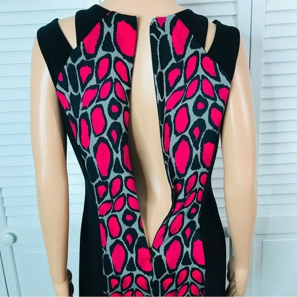 JOSEPH RIBKOFF Black Animal Print Sleeveless Shift Dress Size 10