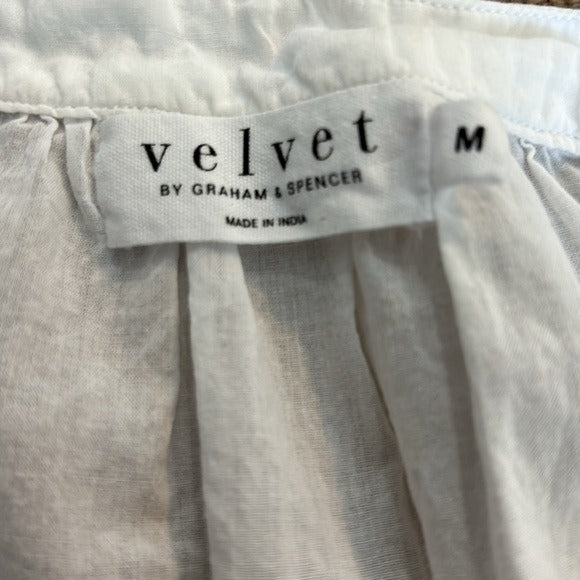VELVET By Graham & Spencer White Cotton V-Neck Sleeveless Blouse Size Medium