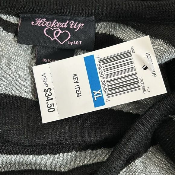 *New* HOOKED UP Metallic Striped Tunic Sweater Size XL