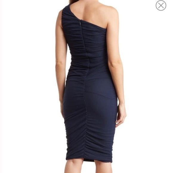 *NEW* LOVE BY DESIGN Navy One-Shoulder Bodycon Midi Dress Size XS