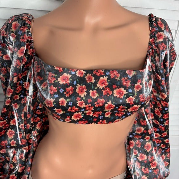 New RUMER Soraya Balloon Sleeve Crop Top Size Large