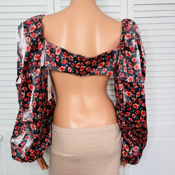 New RUMER Soraya Balloon Sleeve Crop Top Size Large