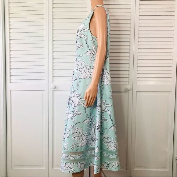 *NEW* CALVIN KLEIN Blue White Floral Print Classic Fit & Flare Dress Size 14W