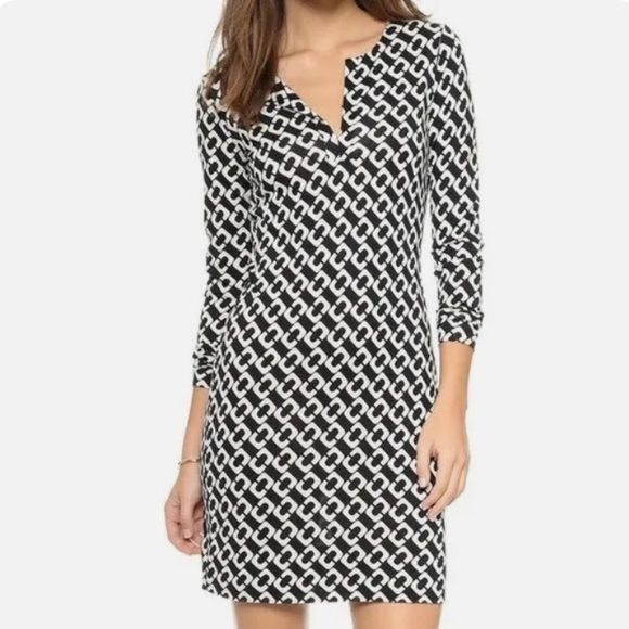 DIANE VON FURSTENBERG Chainlink Reina Silk Dress Size 10