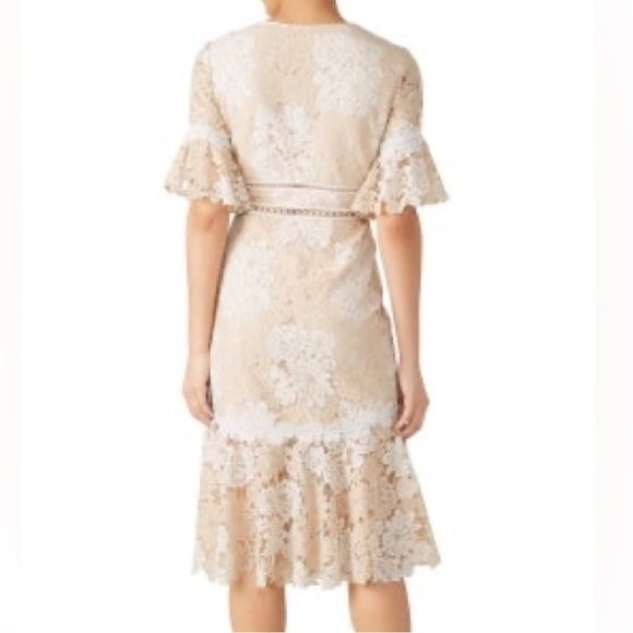 SAYLOR Maggy Cream Floral Lace Deep V-Neck Dress Size Small
