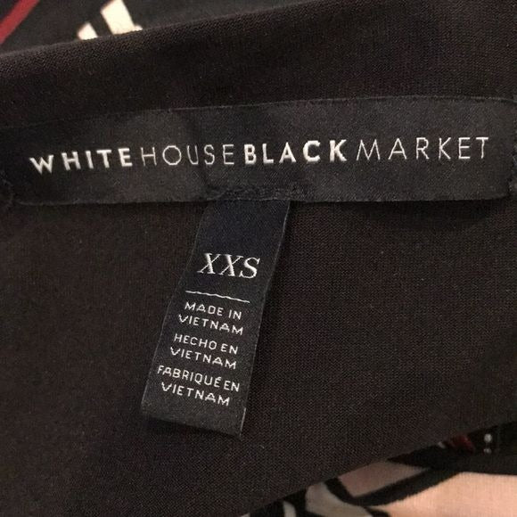 WHITE HOUSE BLACK MARKET Black Geometric Pattern Dress Size Extra Extra Small