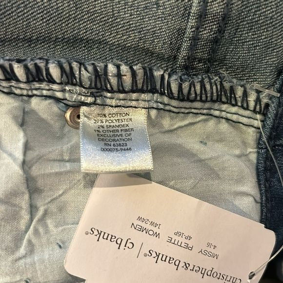 *NEW* CHRISTOPHER & BANKS Flower Embroidered Capri Jeans Size 12
