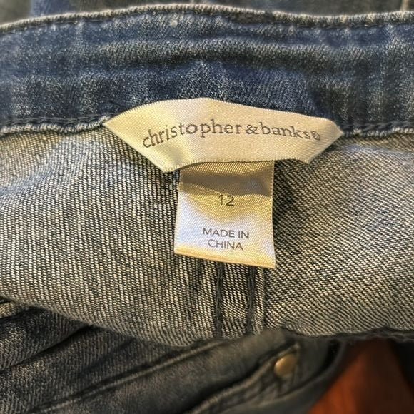 *NEW* CHRISTOPHER & BANKS Flower Embroidered Capri Jeans Size 12