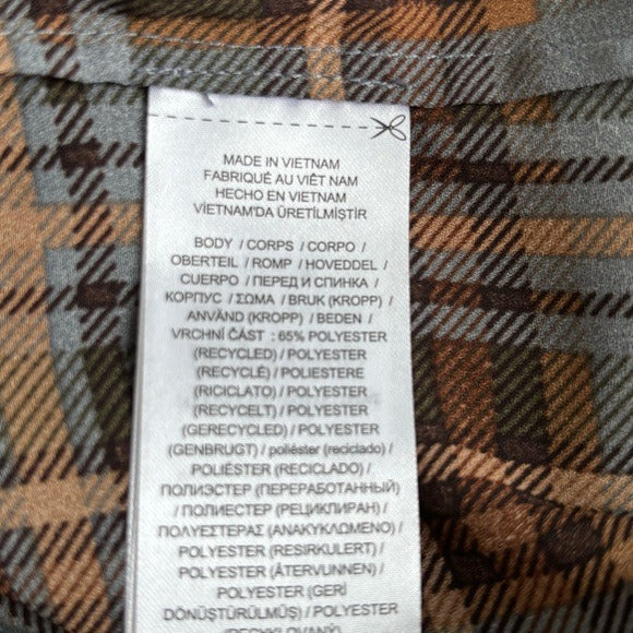 LAUREN RALPH LAUREN Plaid Tie-Neck Georgette Shirt Size Medium