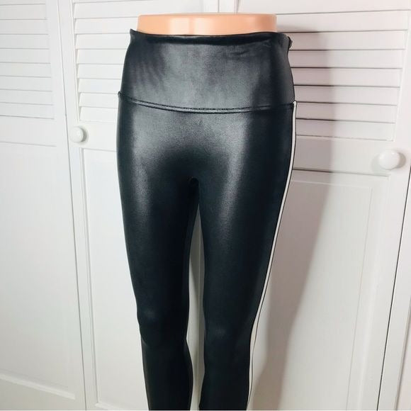SPANX Black Faux Leather Leggings Size Medium