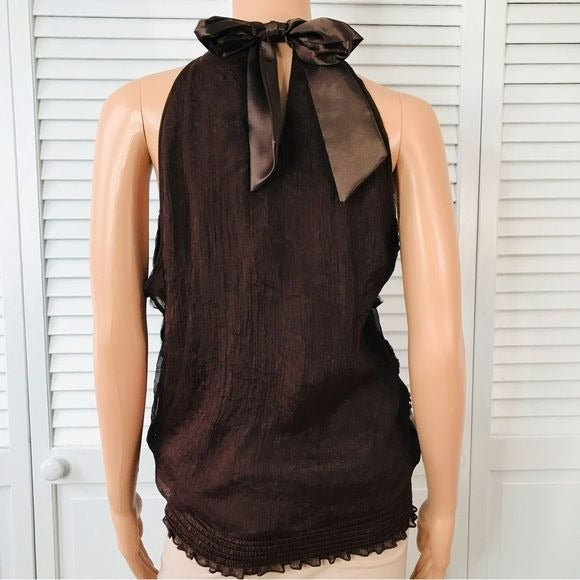 HEART SOUL Brown Flower Halter Top Blouse Size XL *NEW*