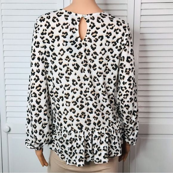 *NEW* LUCKY BRAND White Cheetah Print Long Sleeve Shirt