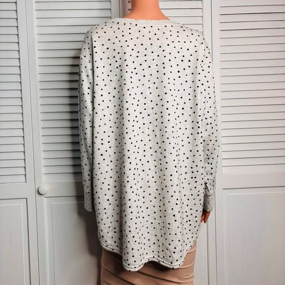 *NEW* JANE AND DELANCEY Velvet Textured Hearts Hi-Low Sweatshirt Size 1X