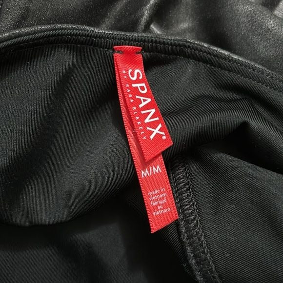 SPANX Black Faux Leather Leggings Size Medium
